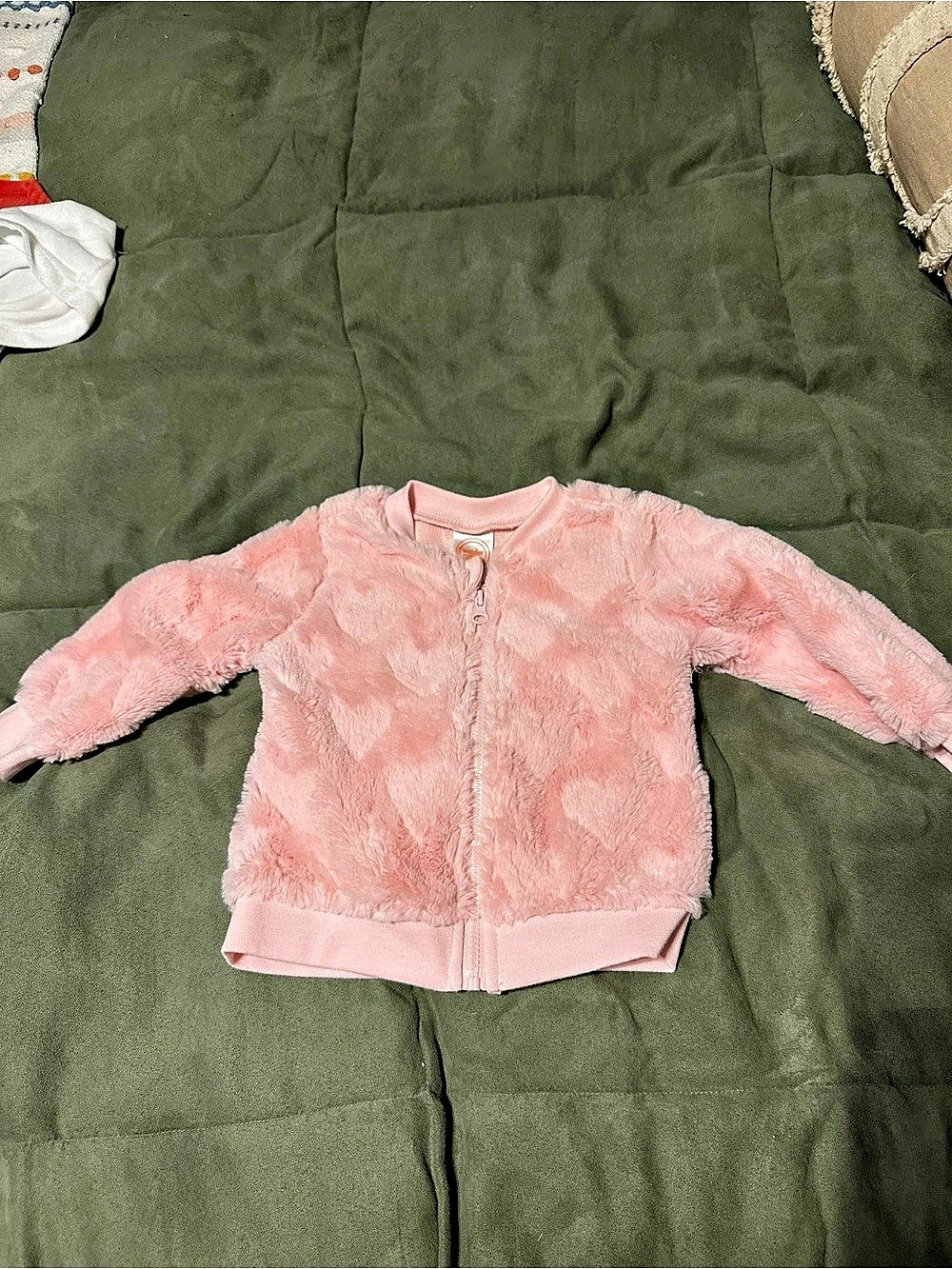 Wonder Nation Pink Heart Faux Fur Zip Jacket 12M